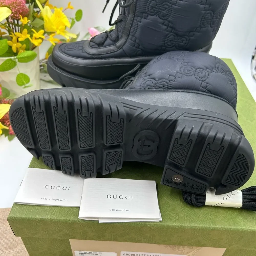 Gucci Black Quilted Rain & Snow Boots